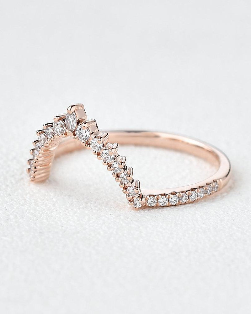 Marquise Moissanite Stacking Rose Gold Ring - Felicegals