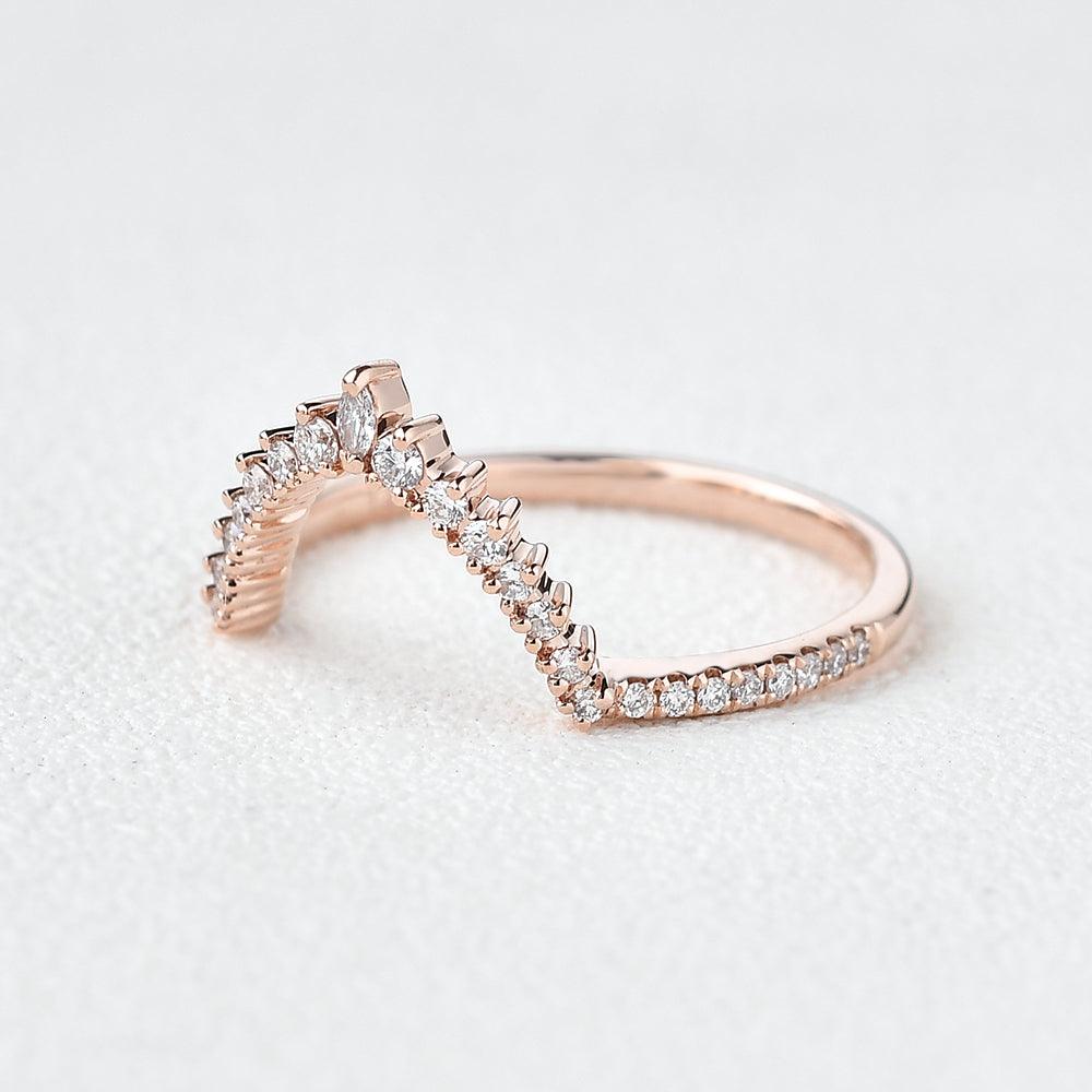 Marquise Moissanite Stacking Rose Gold Ring - Felicegals