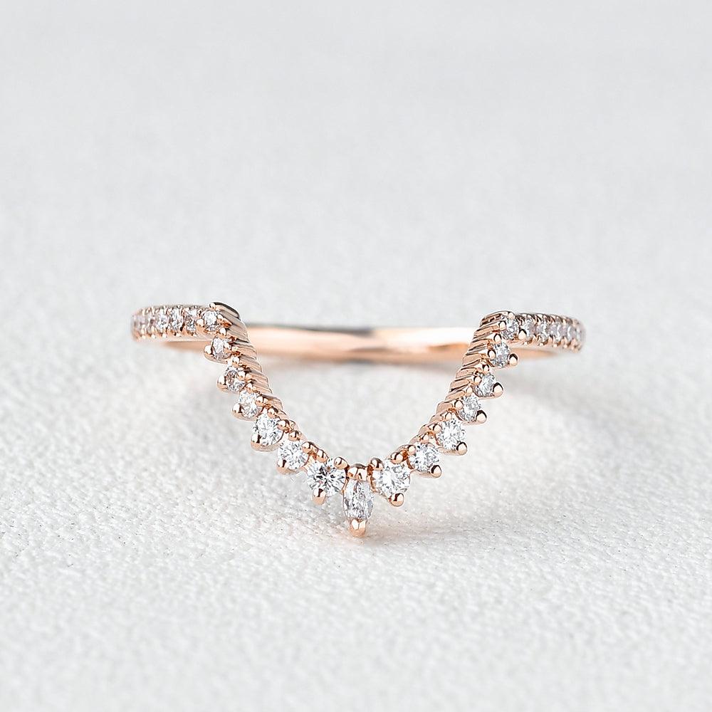 Marquise Moissanite Stacking Rose Gold Ring - Felicegals