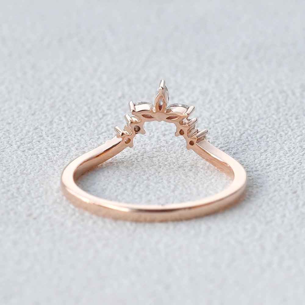 Marquise Shaped Curved Moissanite Band - Felicegals