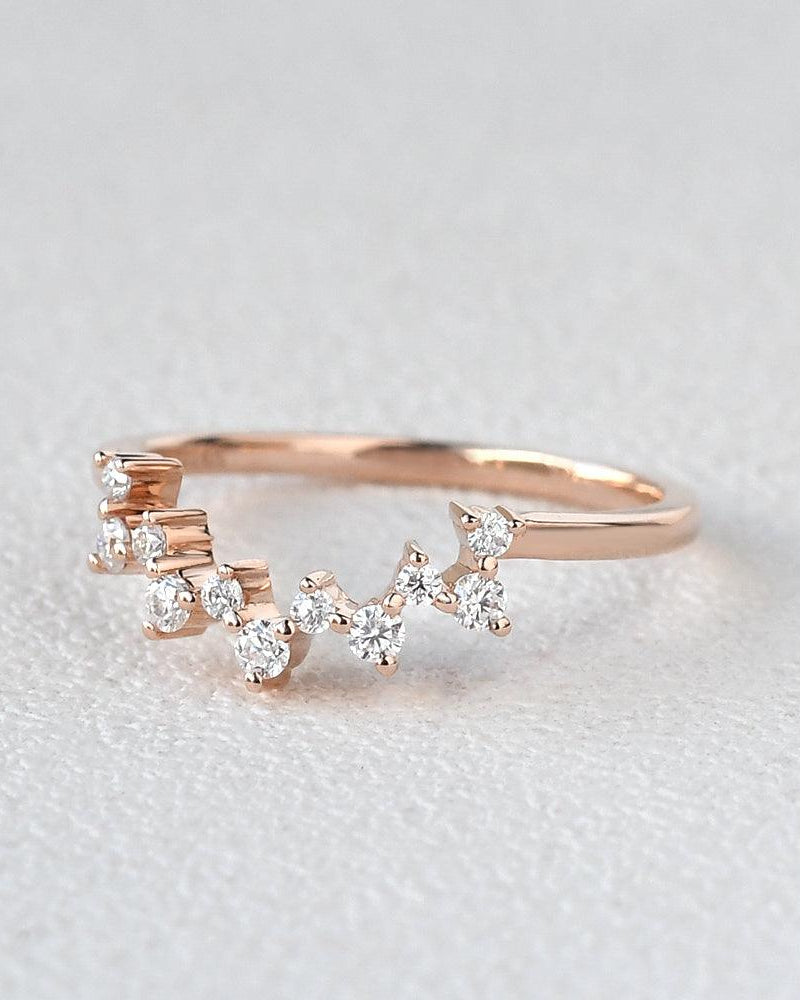 Round Cut Moissanite Curved Wedding Band - Felicegals