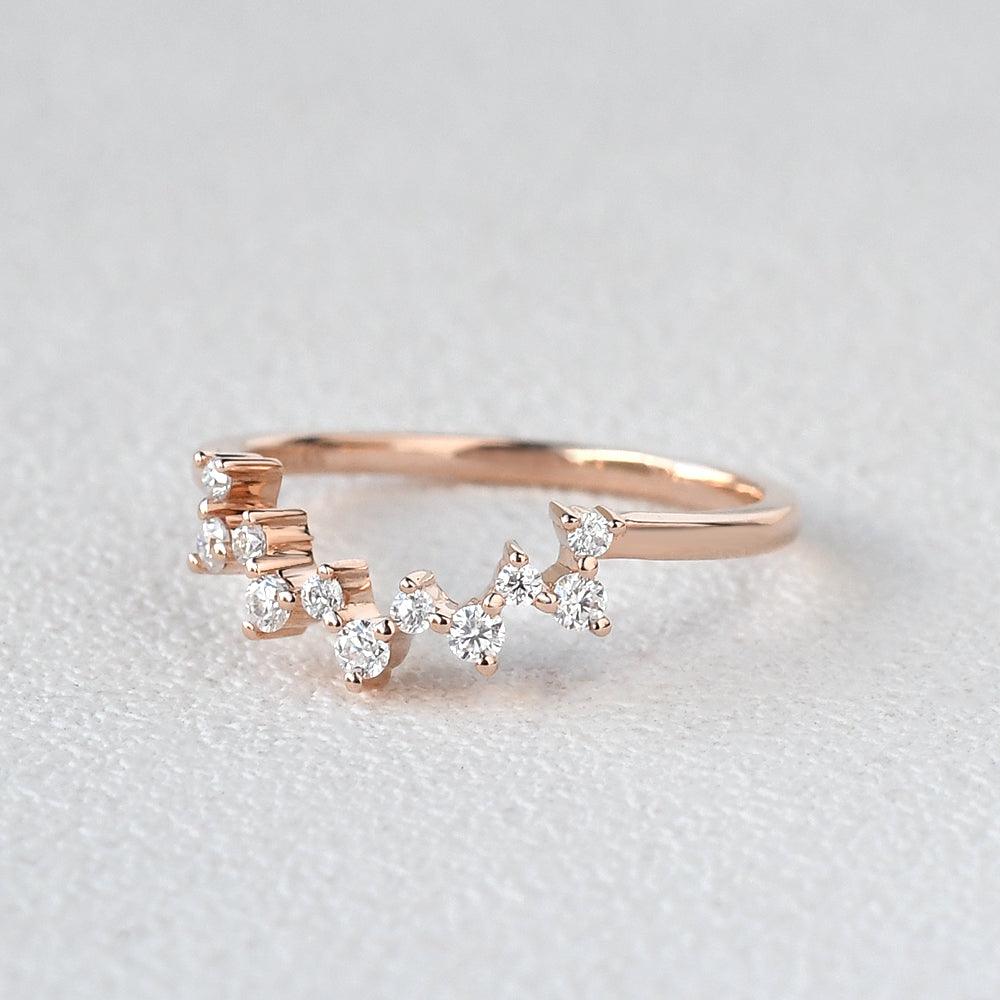 Round Cut Moissanite Curved Wedding Band - Felicegals