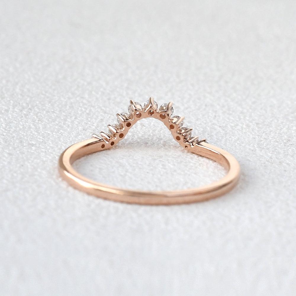 Rose Gold Moissanite Curved Wedding Band - Felicegals