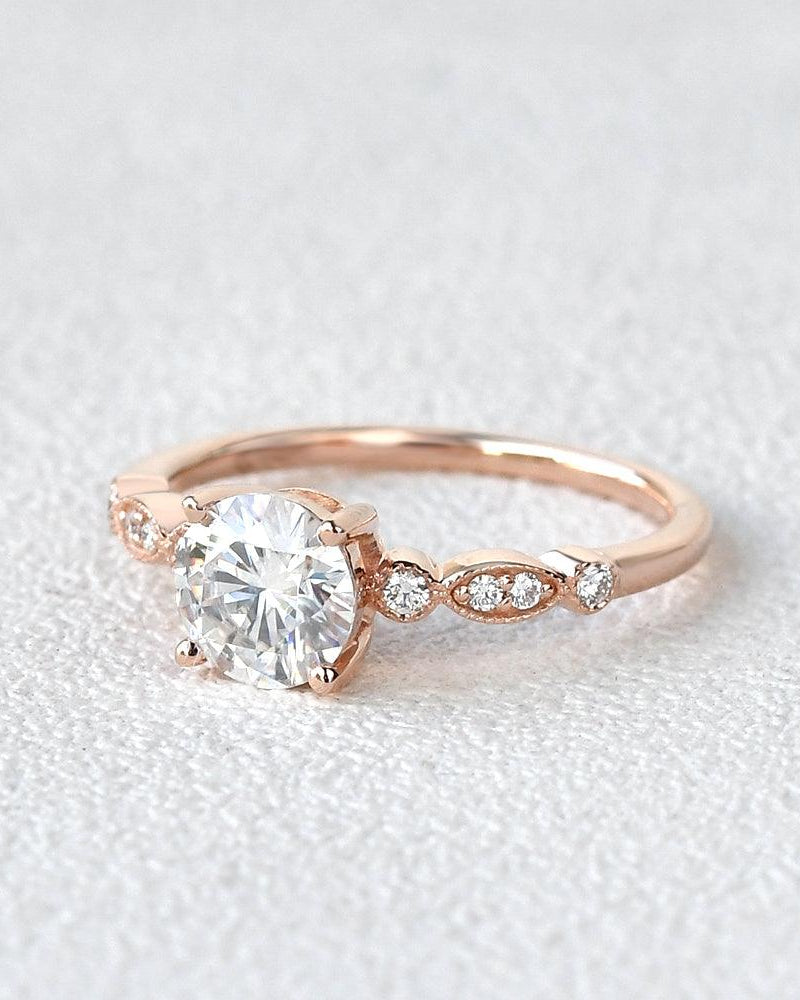 1ct Moissanite Rose Gold Four Prongs Ring - Felicegals