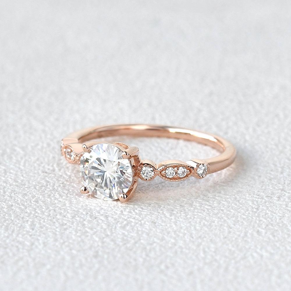 1ct Moissanite Rose Gold Four Prongs Ring - Felicegals