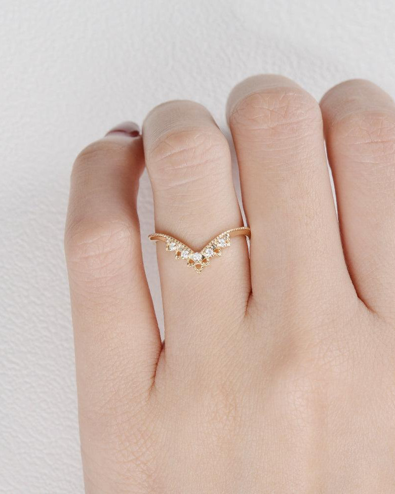 Moissanite Stacking Yellow Gold Ring - Felicegals