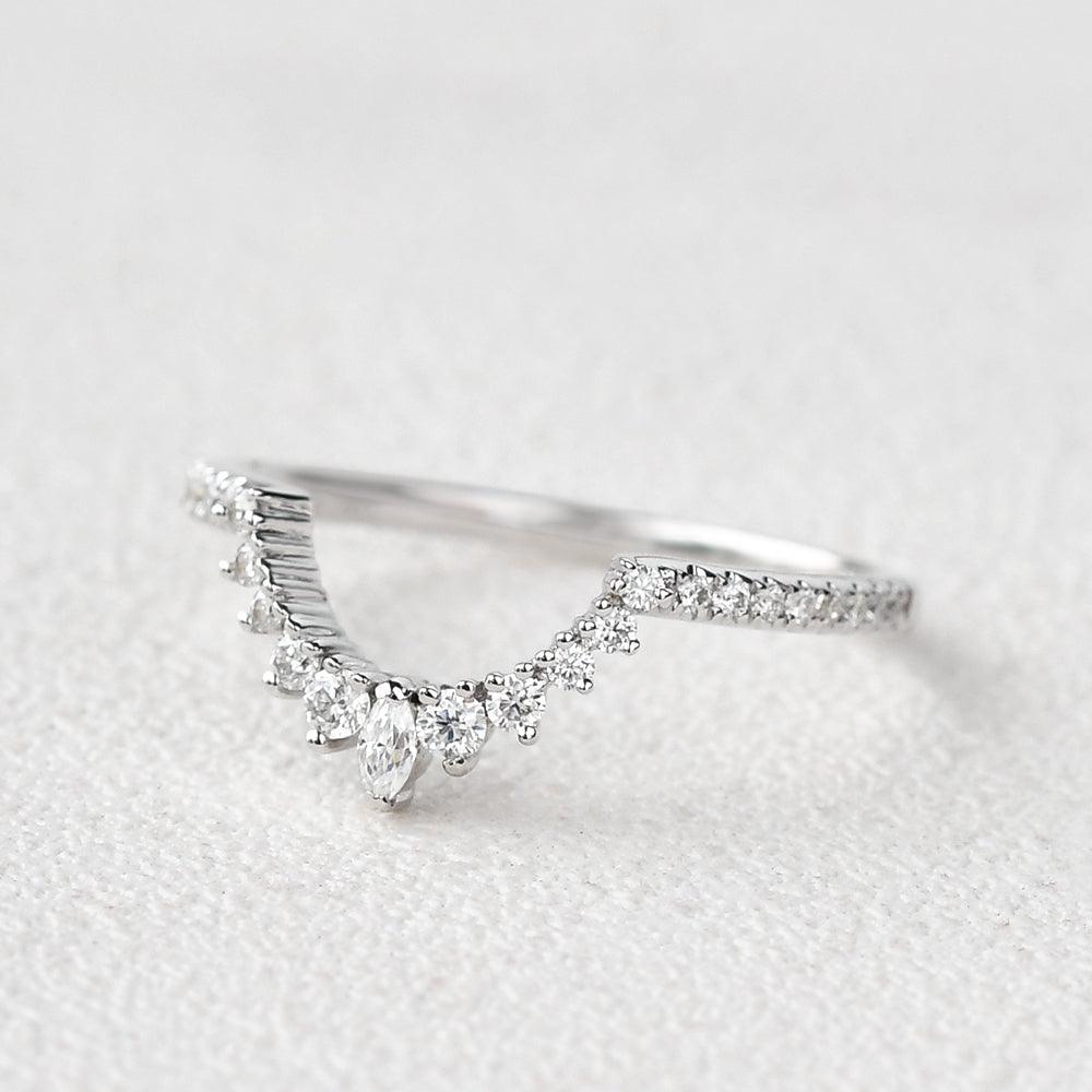 Marquise Moissanite Stacking White Gold Ring - Felicegals