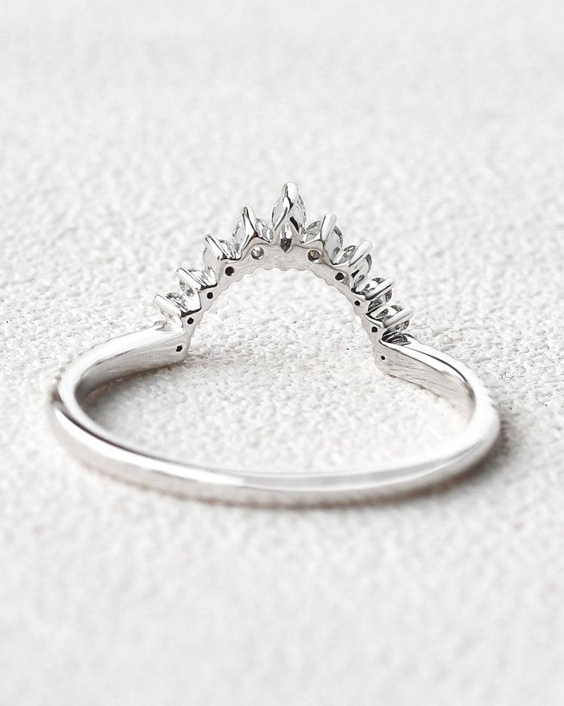Marquise Moissanite Stacking White Gold Ring - Felicegals