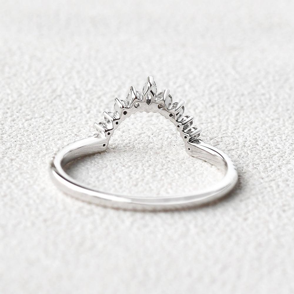 Marquise Moissanite Stacking White Gold Ring - Felicegals