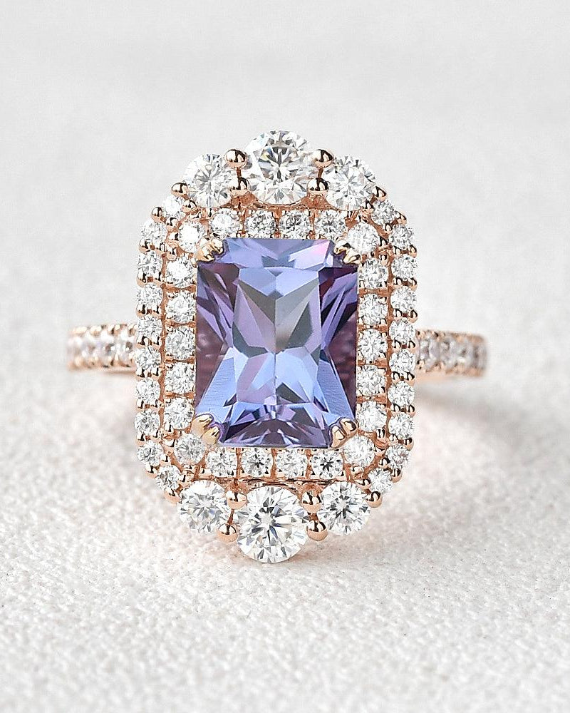 Alexandrite & Moissanite Rose Gold Ring - Felicegals