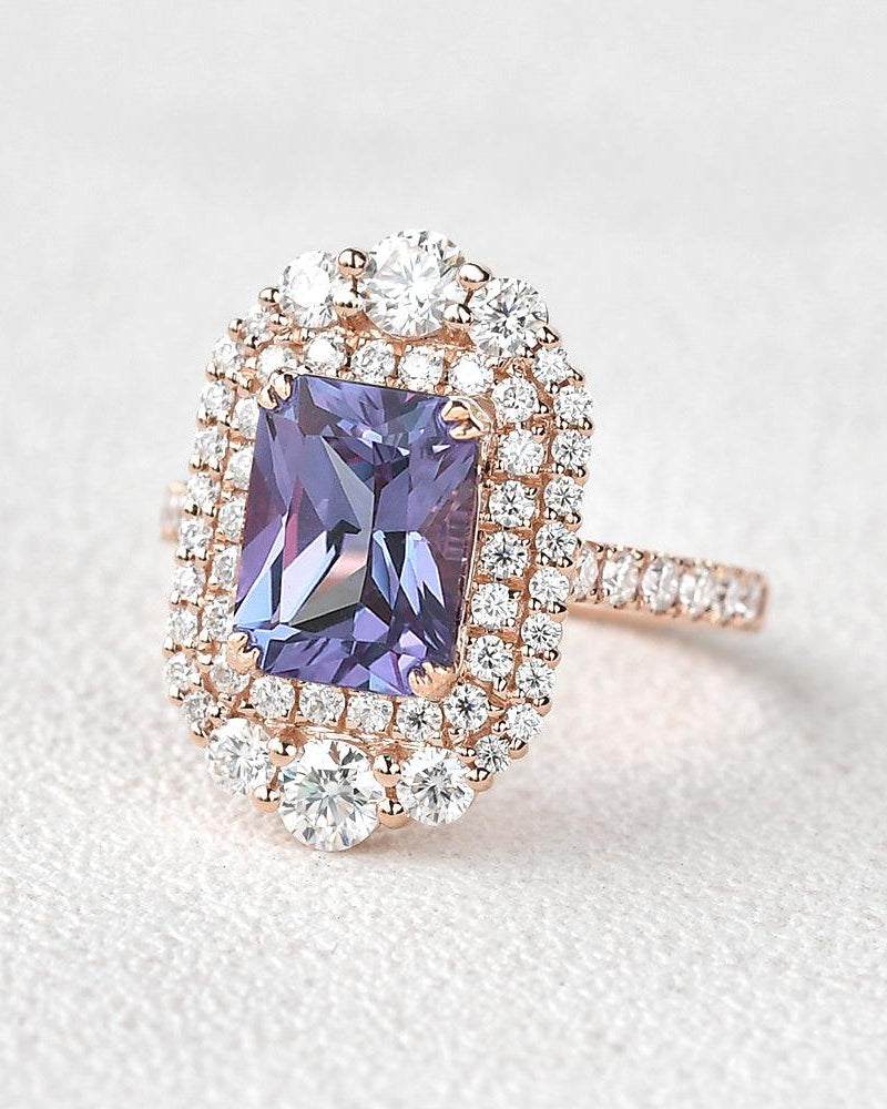 Alexandrite & Moissanite Rose Gold Ring - Felicegals