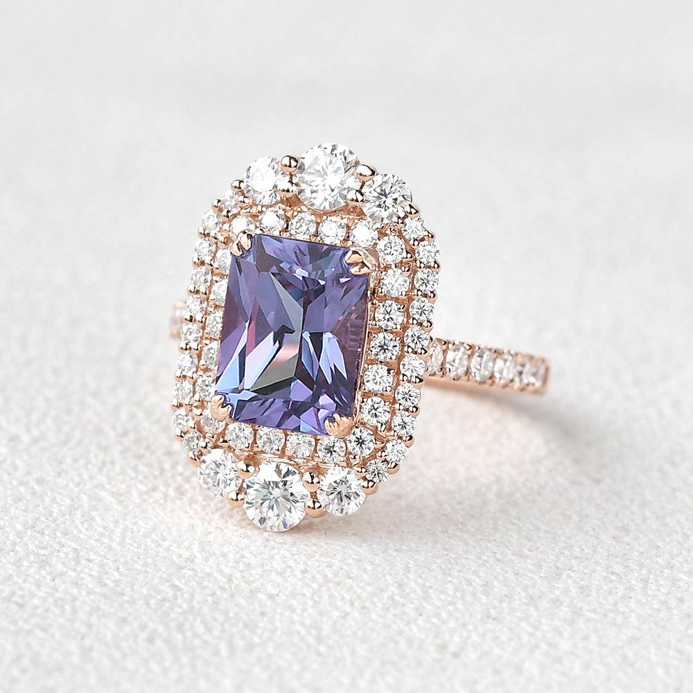Alexandrite & Moissanite Rose Gold Ring - Felicegals