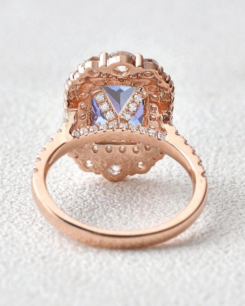 Alexandrite & Moissanite Rose Gold Ring - Felicegals