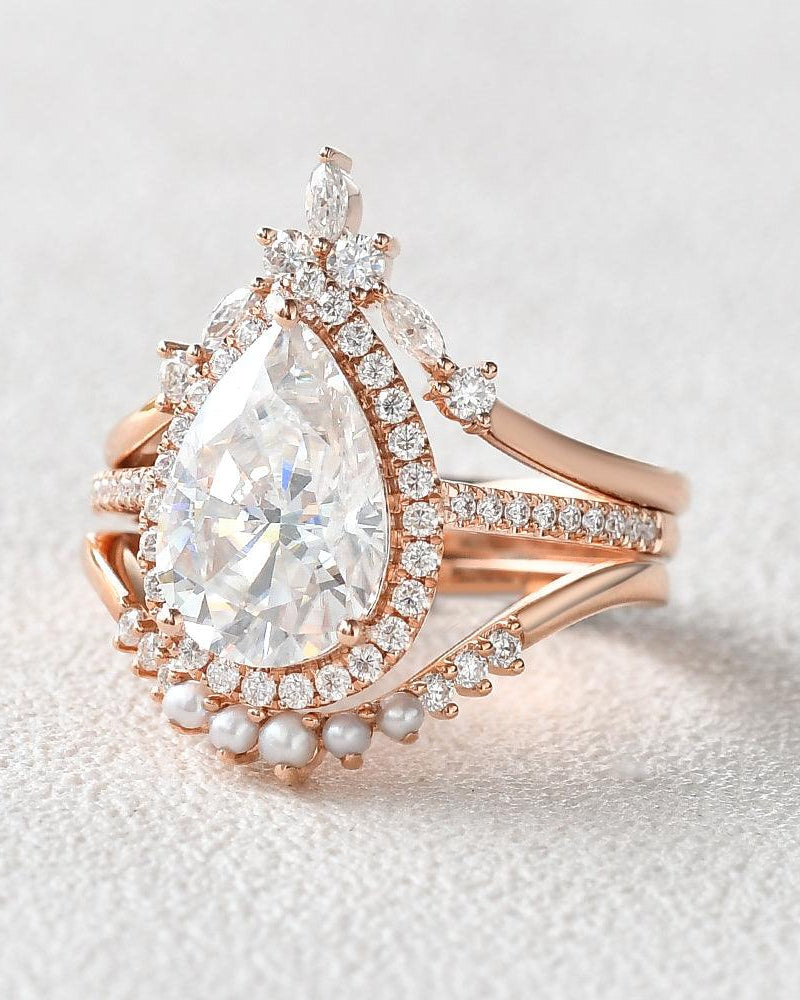 3.5ct Moissanite Inspired Ring Set 3pcs - Felicegals 丨Wedding ring 丨Fashion ring 丨Diamond ring 丨Gemstone ring--Felicegals