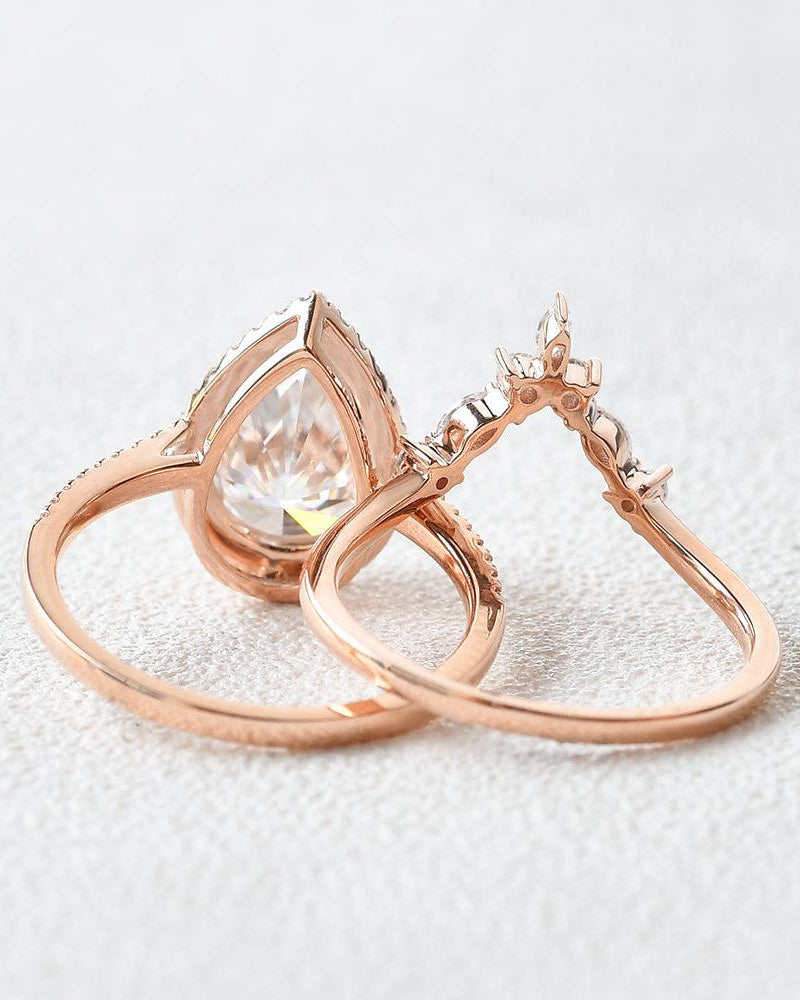 3.5ct Moissanite Inspired Ring Set 2pcs - Felicegals 丨Wedding ring 丨Fashion ring 丨Diamond ring 丨Gemstone ring--Felicegals