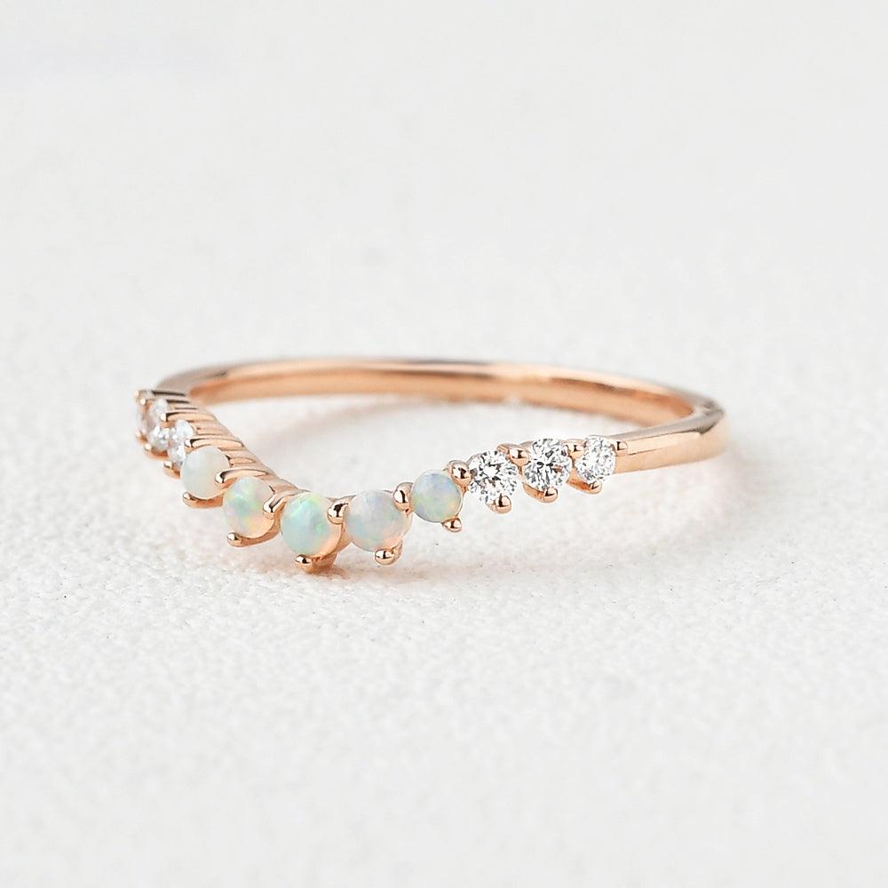 Natural Opal Cluster Rose Gold Ring - Felicegals