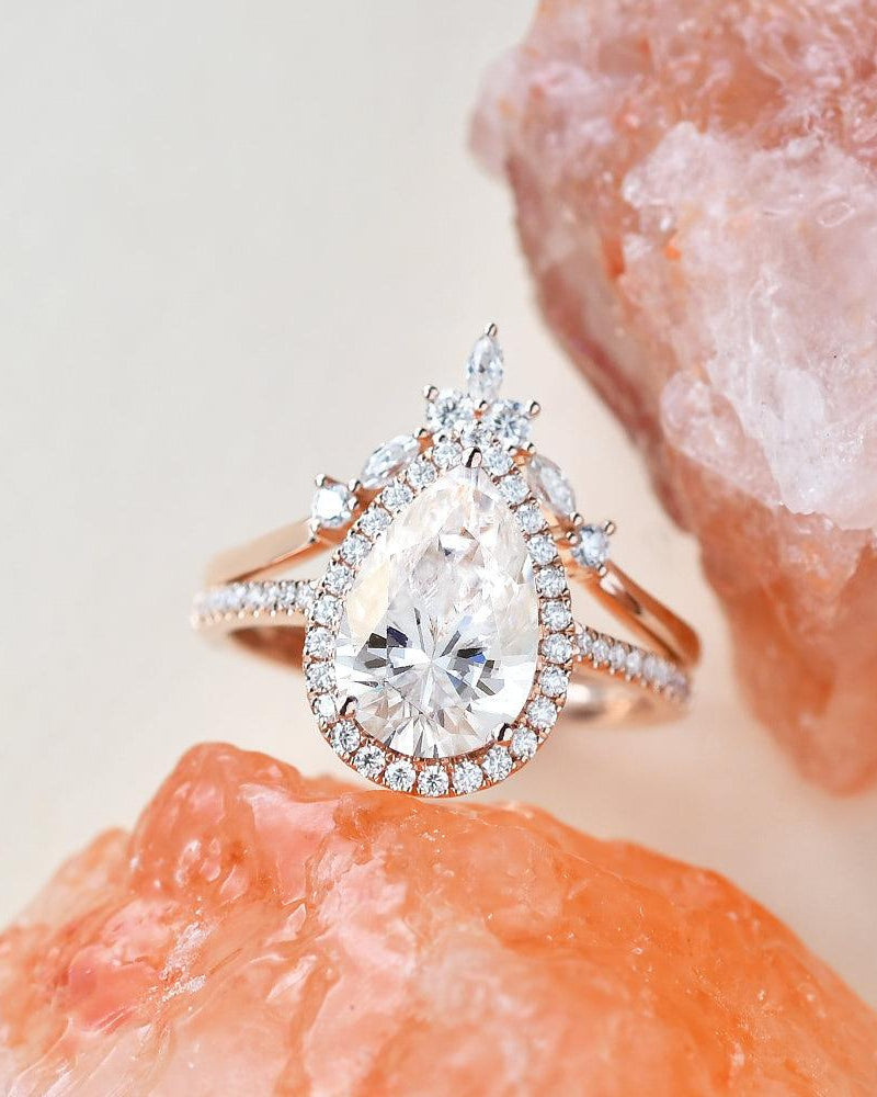 3.5ct Moissanite Inspired Ring Set 2pcs - Felicegals 丨Wedding ring 丨Fashion ring 丨Diamond ring 丨Gemstone ring--Felicegals