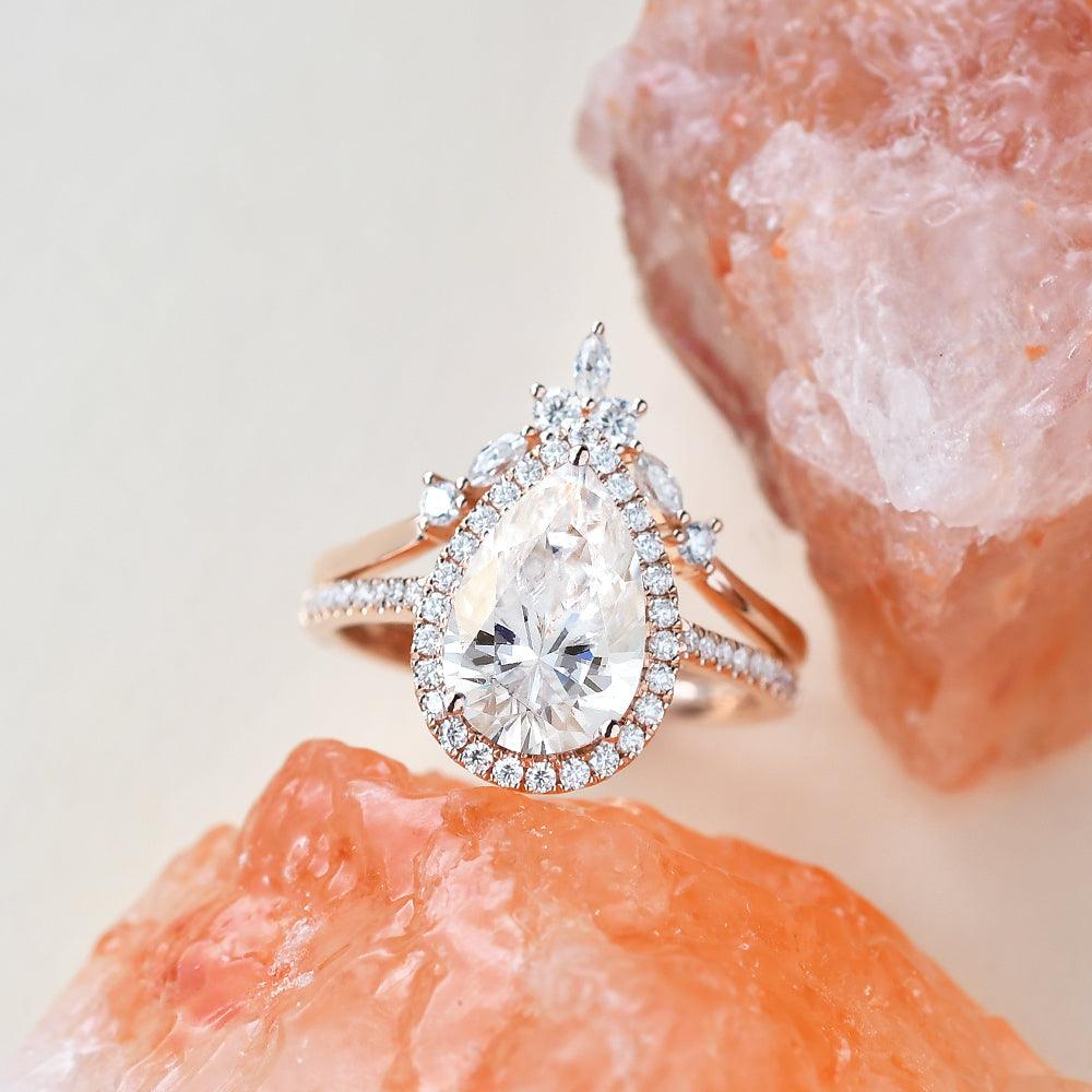 3.5ct Moissanite Inspired Ring Set 2pcs - Felicegals 丨Wedding ring 丨Fashion ring 丨Diamond ring 丨Gemstone ring--Felicegals