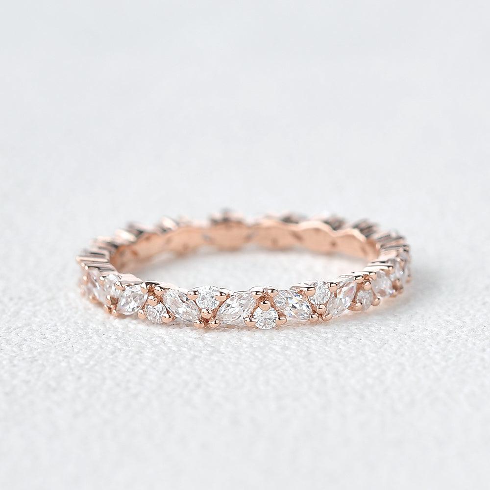 Moissanite Cluster Wedding Band Ring - Felicegals