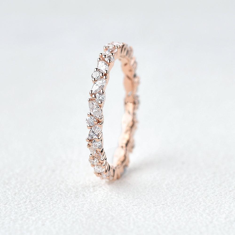 Moissanite Cluster Wedding Band Ring - Felicegals