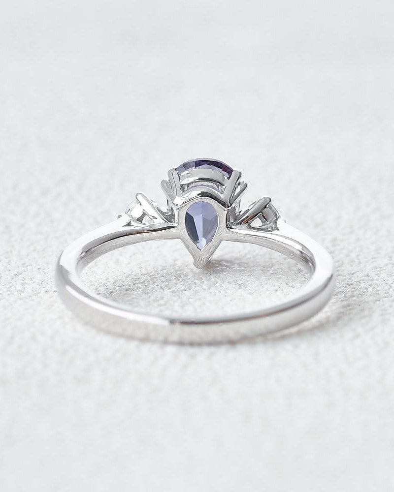 Lab alexandrite & Moonstone White Gold Ring - Felicegals