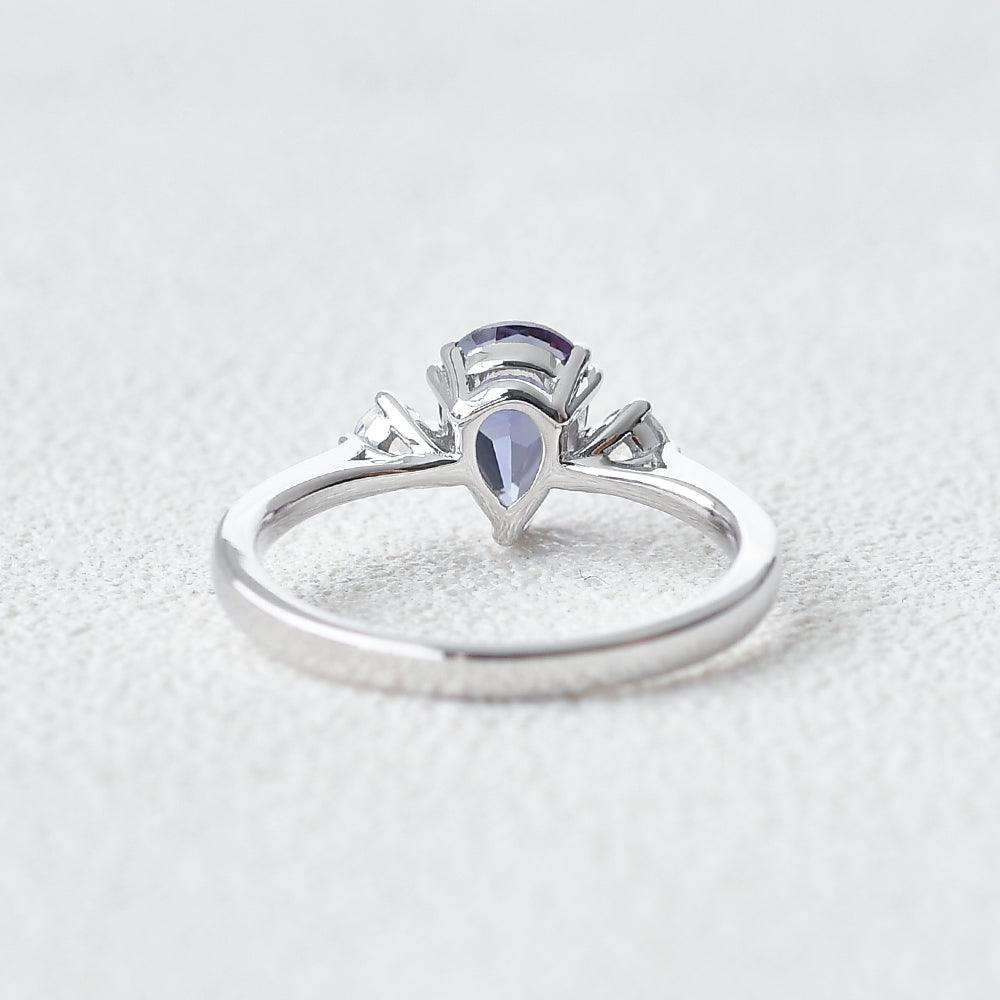 Lab alexandrite & Moonstone White Gold Ring - Felicegals