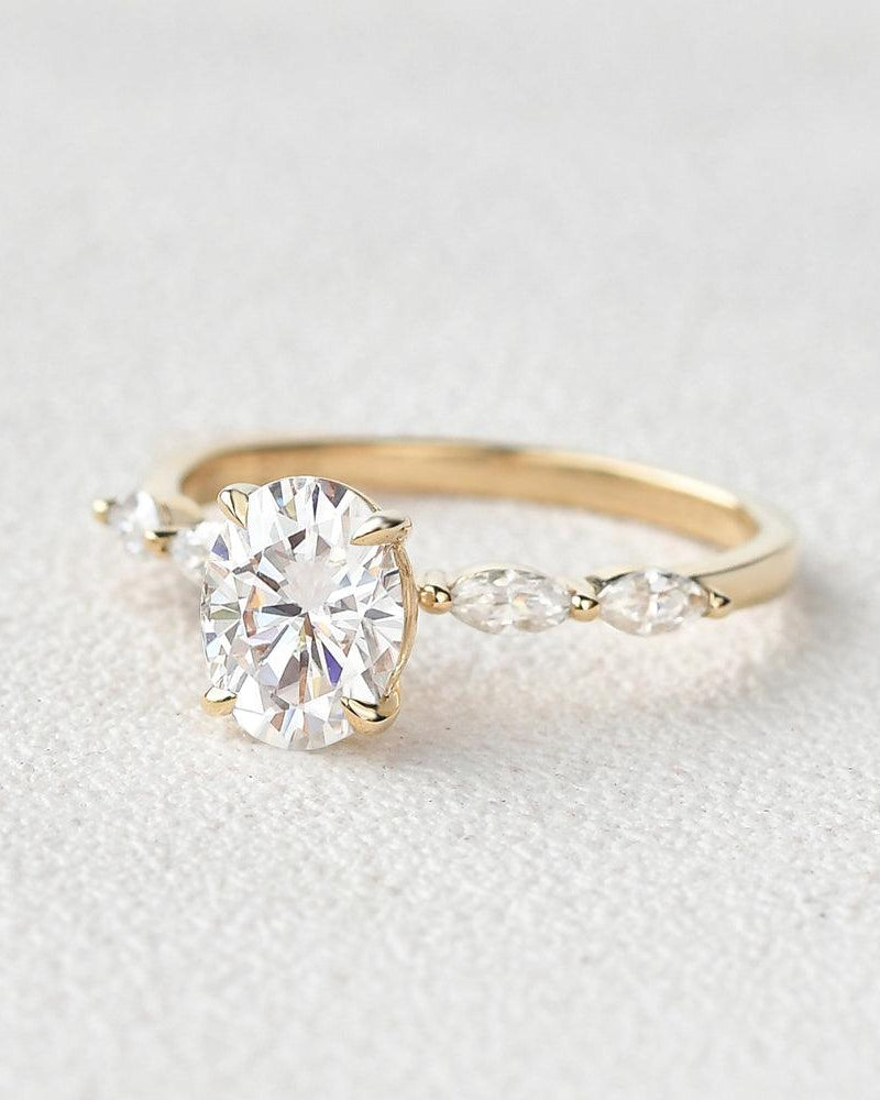 Oval Moissanite Solitaire 4 Prongs Ring - Felicegals