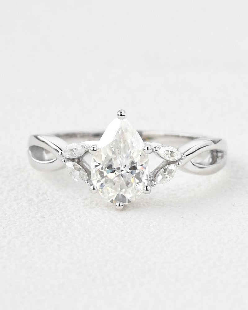 Pear Shaped Moissanite 6 Prongs Ring - Felicegals