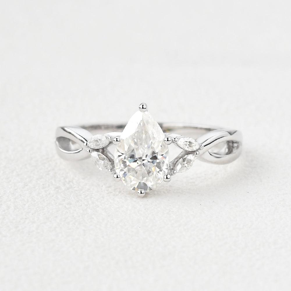 Pear Shaped Moissanite 6 Prongs Ring - Felicegals
