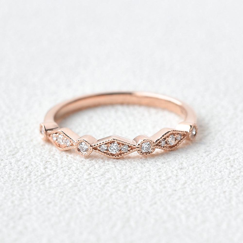 Moissanite Milgrain Dainty Stacking Ring - Felicegals