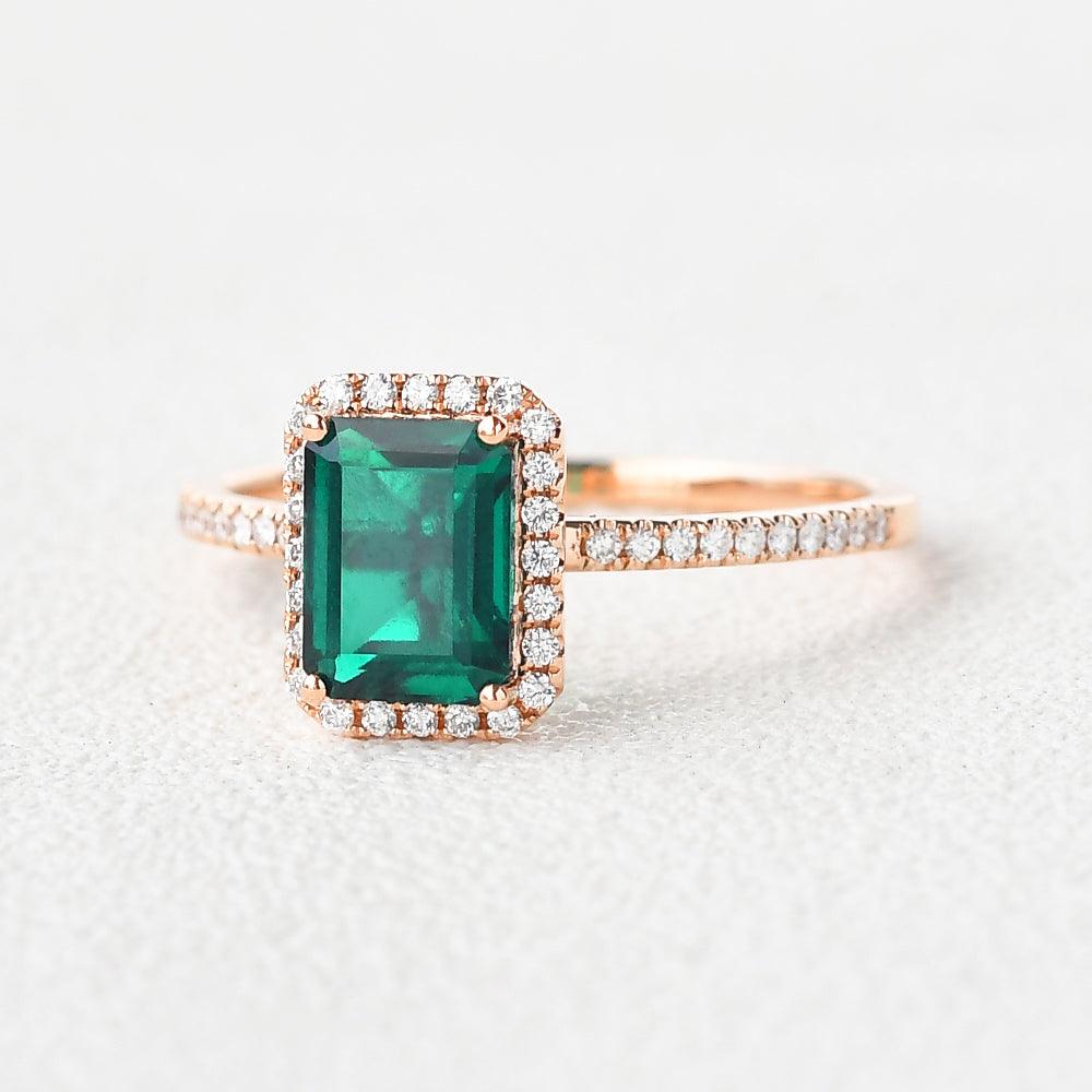 Emerald & Moissanite Rose Gold Ring - Felicegals