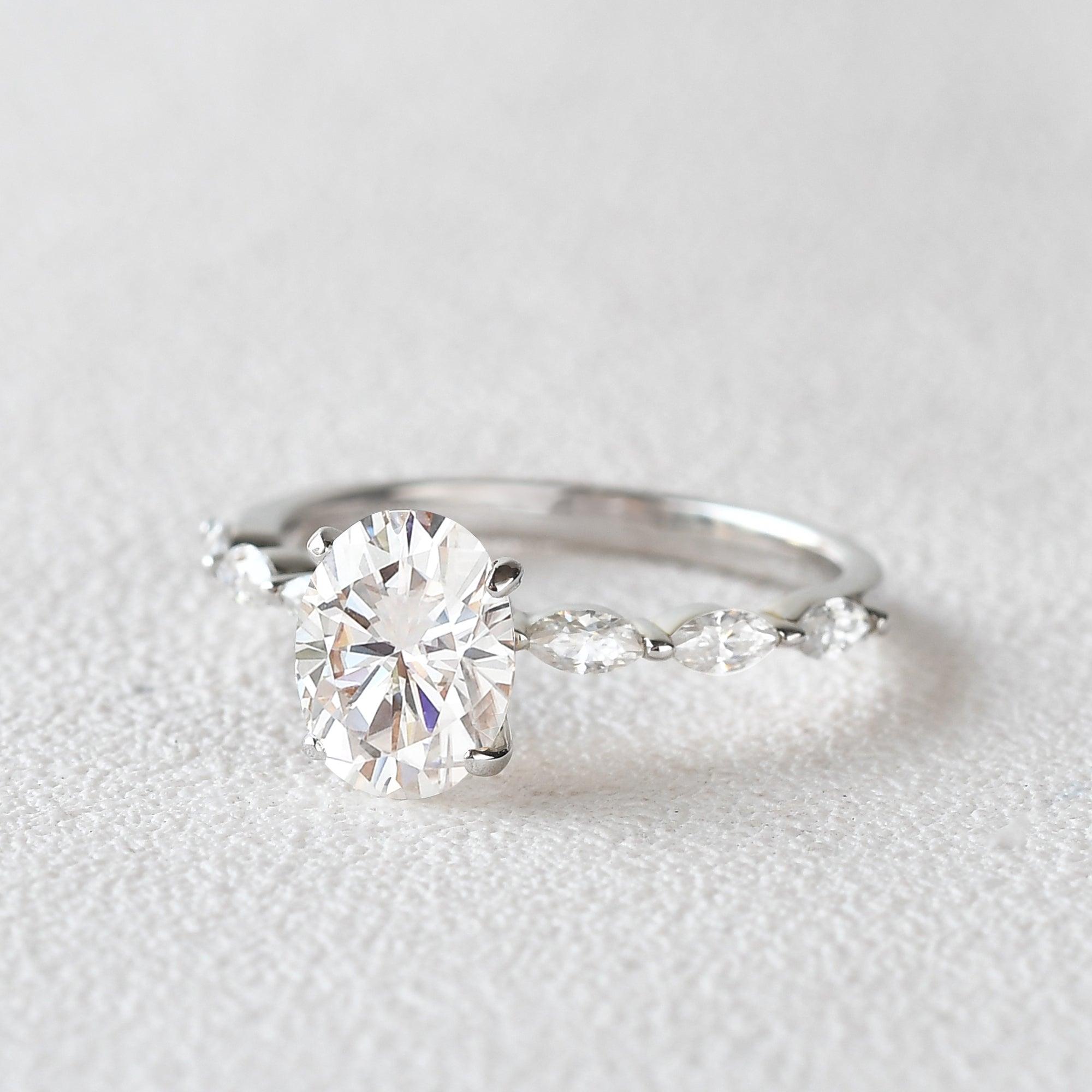 2ct Oval Cut Moissanite White Gold Ring - Felicegals 丨Wedding ring 丨Fashion ring 丨Diamond ring 丨Gemstone ring--Felicegals