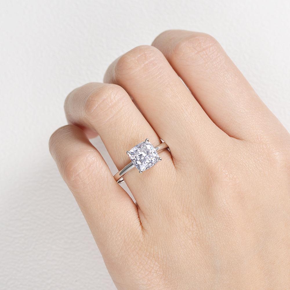 3ct Princess Cut Moissanite White Gold Ring - Felicegals