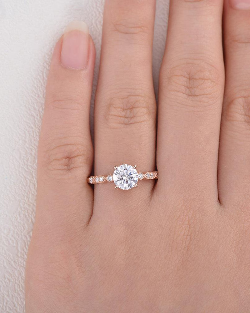 1ct Moissanite Rose Gold Four Prongs Ring - Felicegals