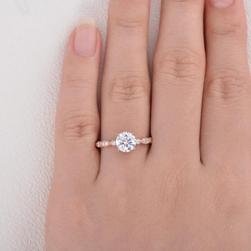 1ct Moissanite Rose Gold Four Prongs Ring - Felicegals