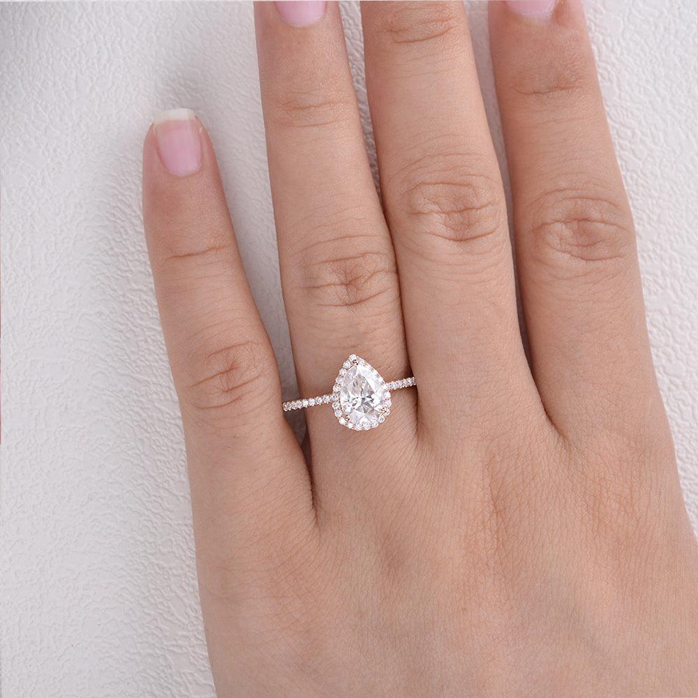 Aura pear-shaped moissanite wedding ring - Felicegals