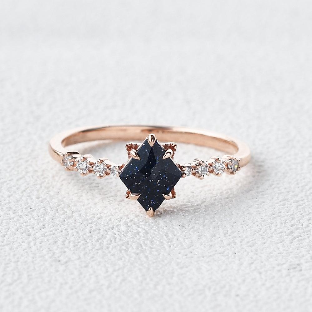 Blue Sandstone & Moissanite Ring - Felicegals
