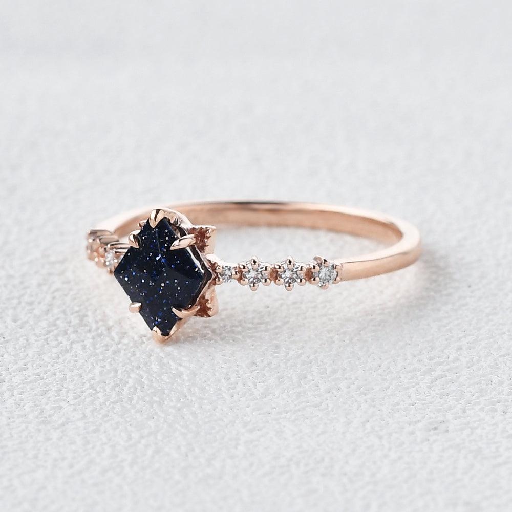 Blue Sandstone & Moissanite Ring - Felicegals