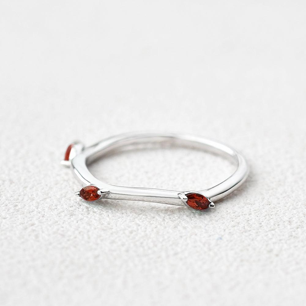 Lab Ruby Three Stone White Gold Ring - Felicegals 丨Wedding ring 丨Fashion ring 丨Diamond ring 丨Gemstone ring--Felicegals