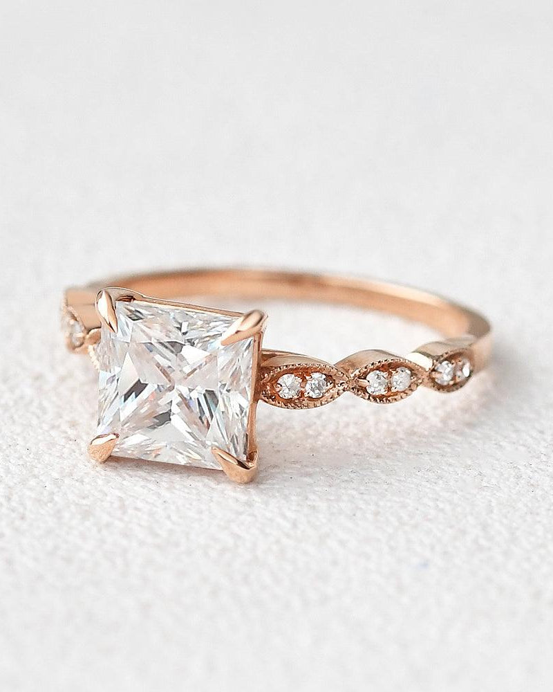 Princess Cut Moissanite White Gold Ring - Felicegals 丨Wedding ring 丨Fashion ring 丨Diamond ring 丨Gemstone ring--Felicegals