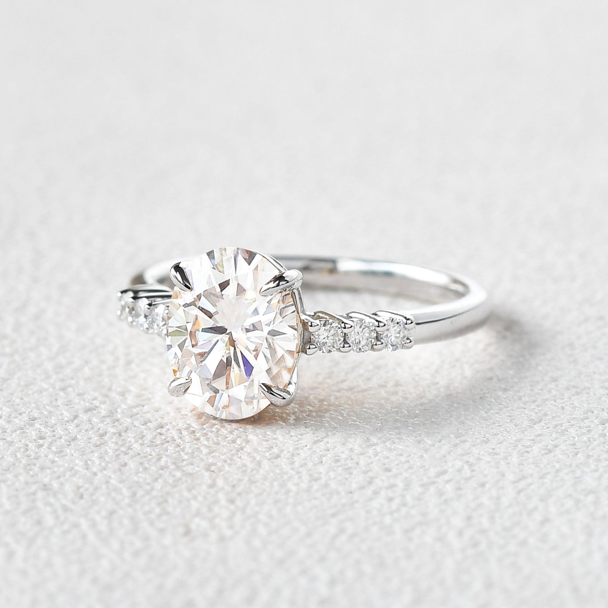 Oval Cut Moissanite White Gold Ring - Felicegals 丨Wedding ring 丨Fashion ring 丨Diamond ring 丨Gemstone ring--Felicegals