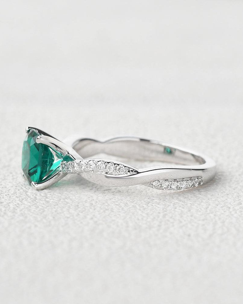Cushion Lab Emerald Solitaire Ring - Felicegals