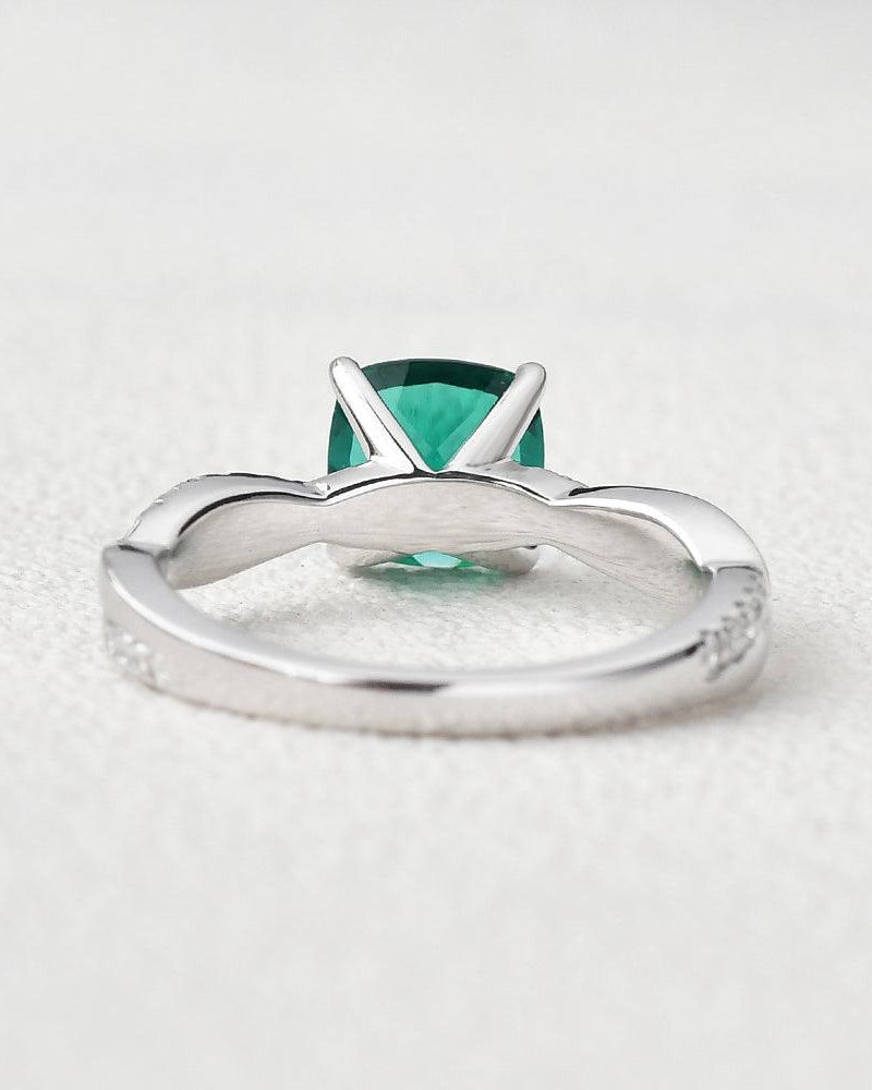 Cushion Lab Emerald Solitaire Ring - Felicegals
