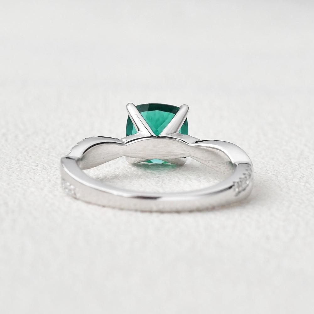 Cushion Lab Emerald Solitaire Ring - Felicegals