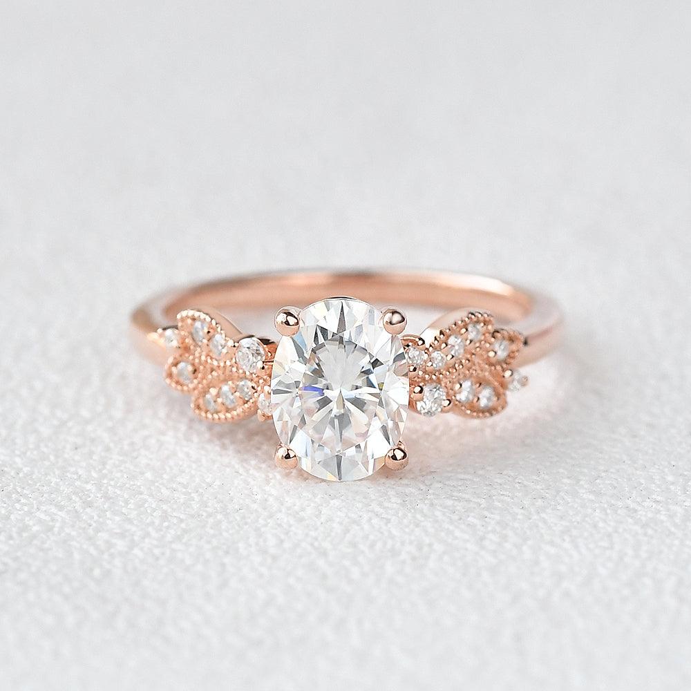 Oval Shaped Moissanite Inspired Ring - Felicegals