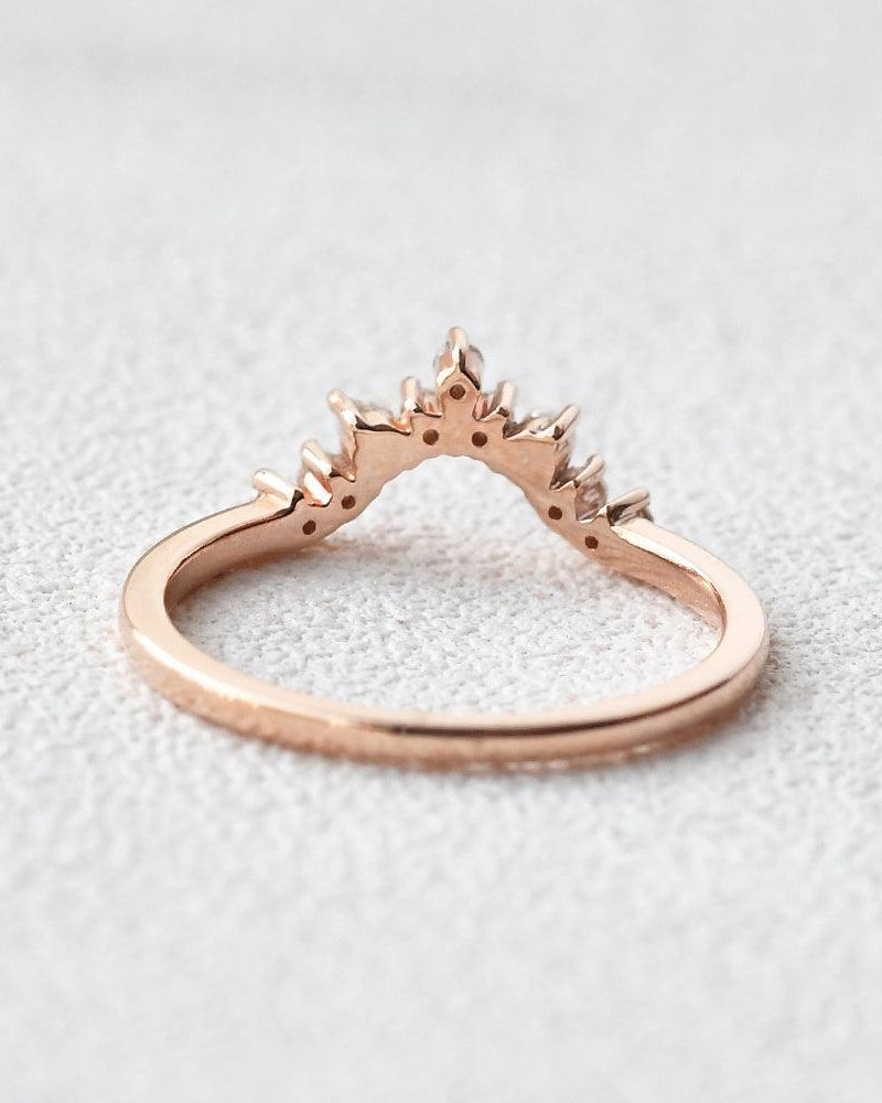 Moissanite & Pearl Curved Wedding Band - Felicegals