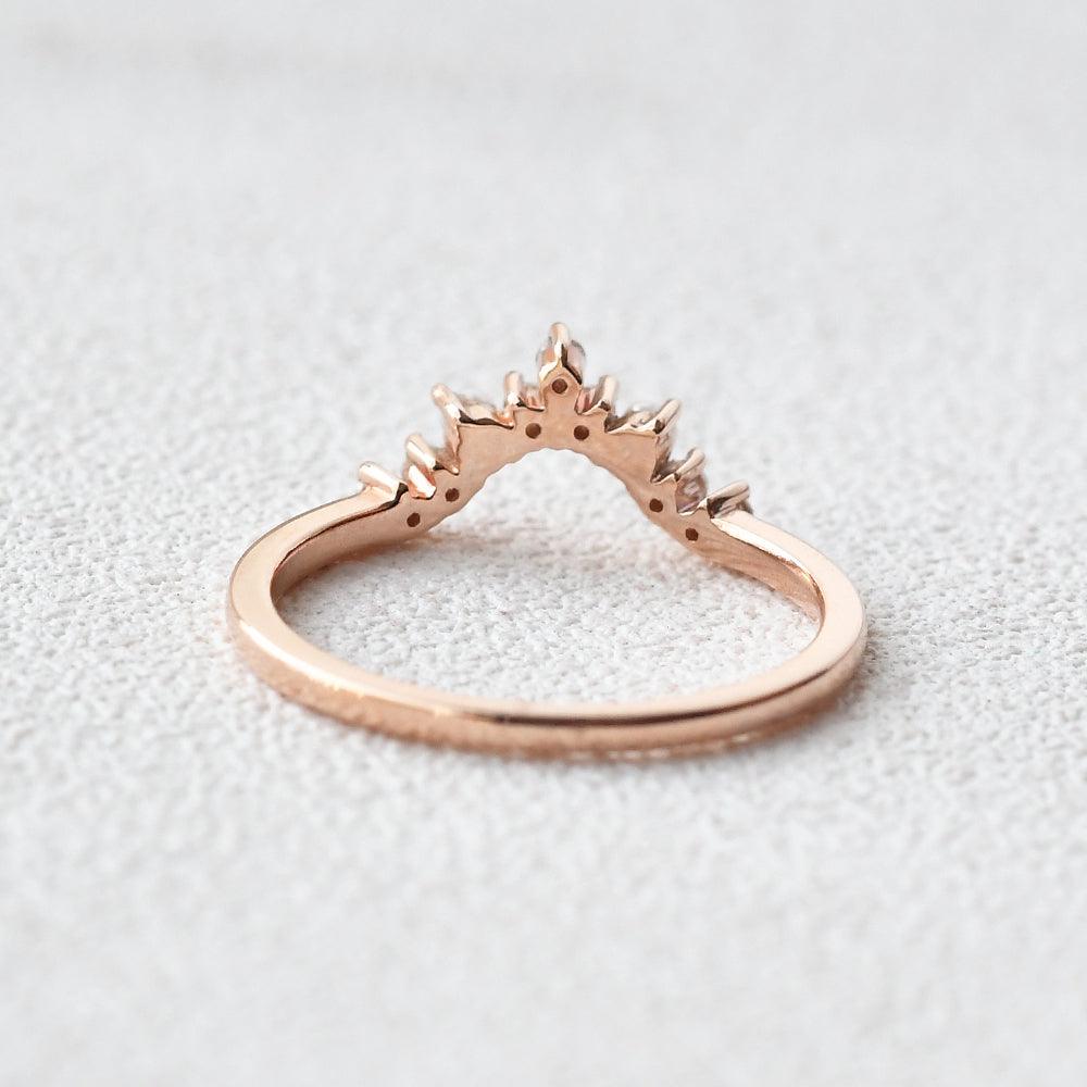 Moissanite & Pearl Curved Wedding Band - Felicegals