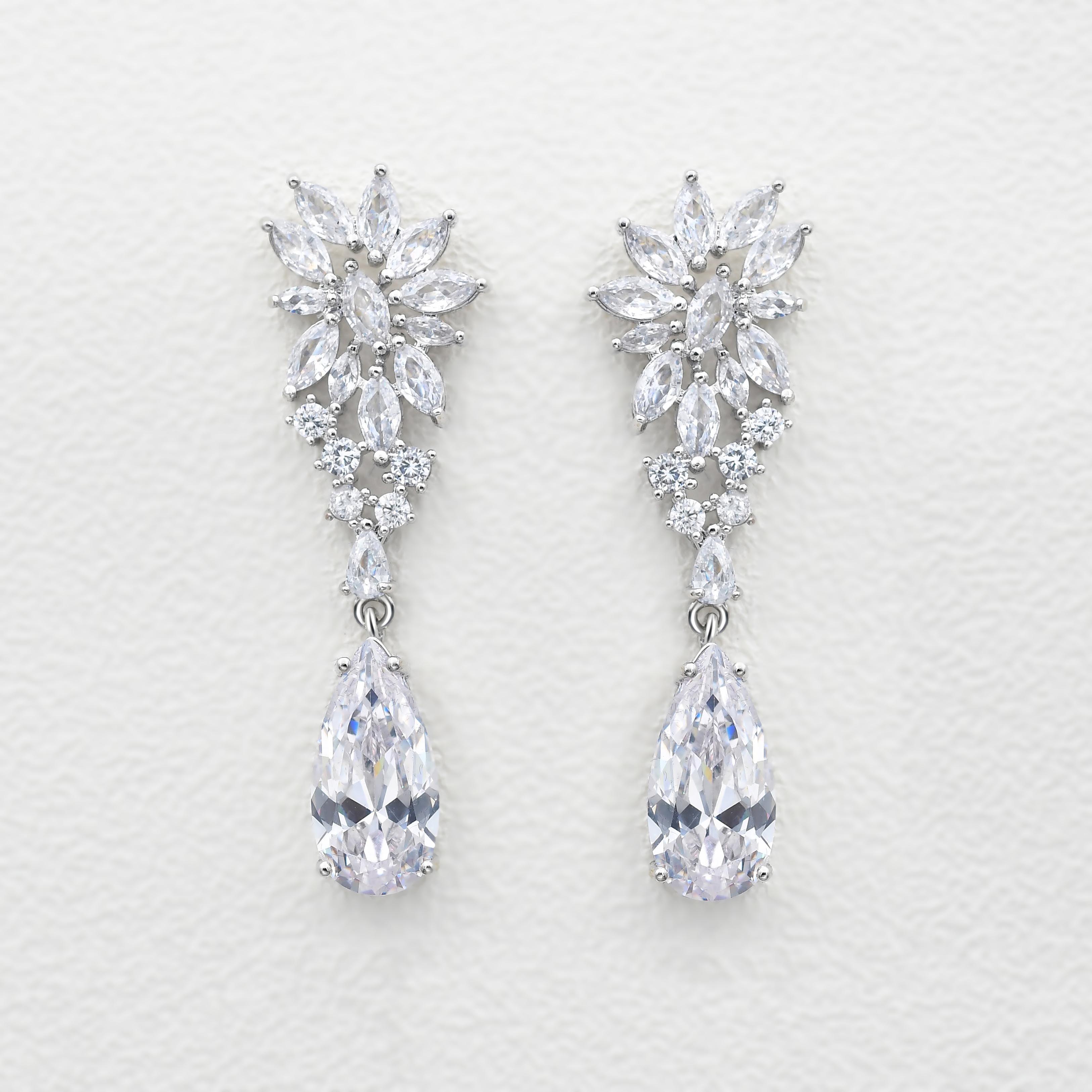 Stimulated Diamond Pear Drop Earrings - Felicegals 丨Wedding ring 丨Fashion ring 丨Diamond ring 丨Gemstone ring