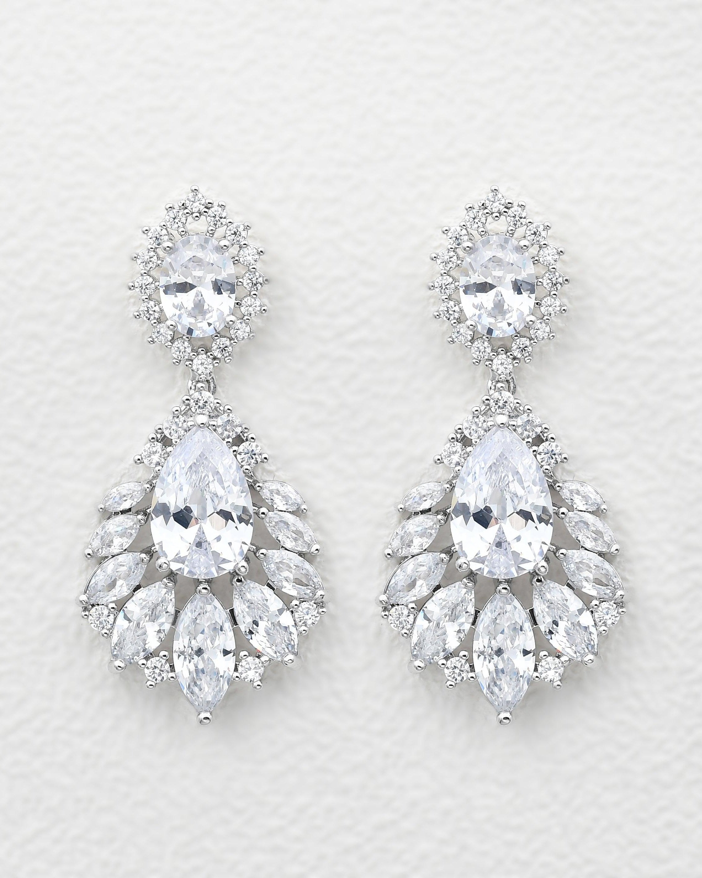 Felicegals Stimulated Diamond Pear Drop Earrings - Felicegals 丨Wedding ring 丨Fashion ring 丨Diamond ring 丨Gemstone ring-Earrings-Felicegals 丨Wedding ring 丨Fashion ring 丨Diamond ring 丨Gemstone ring