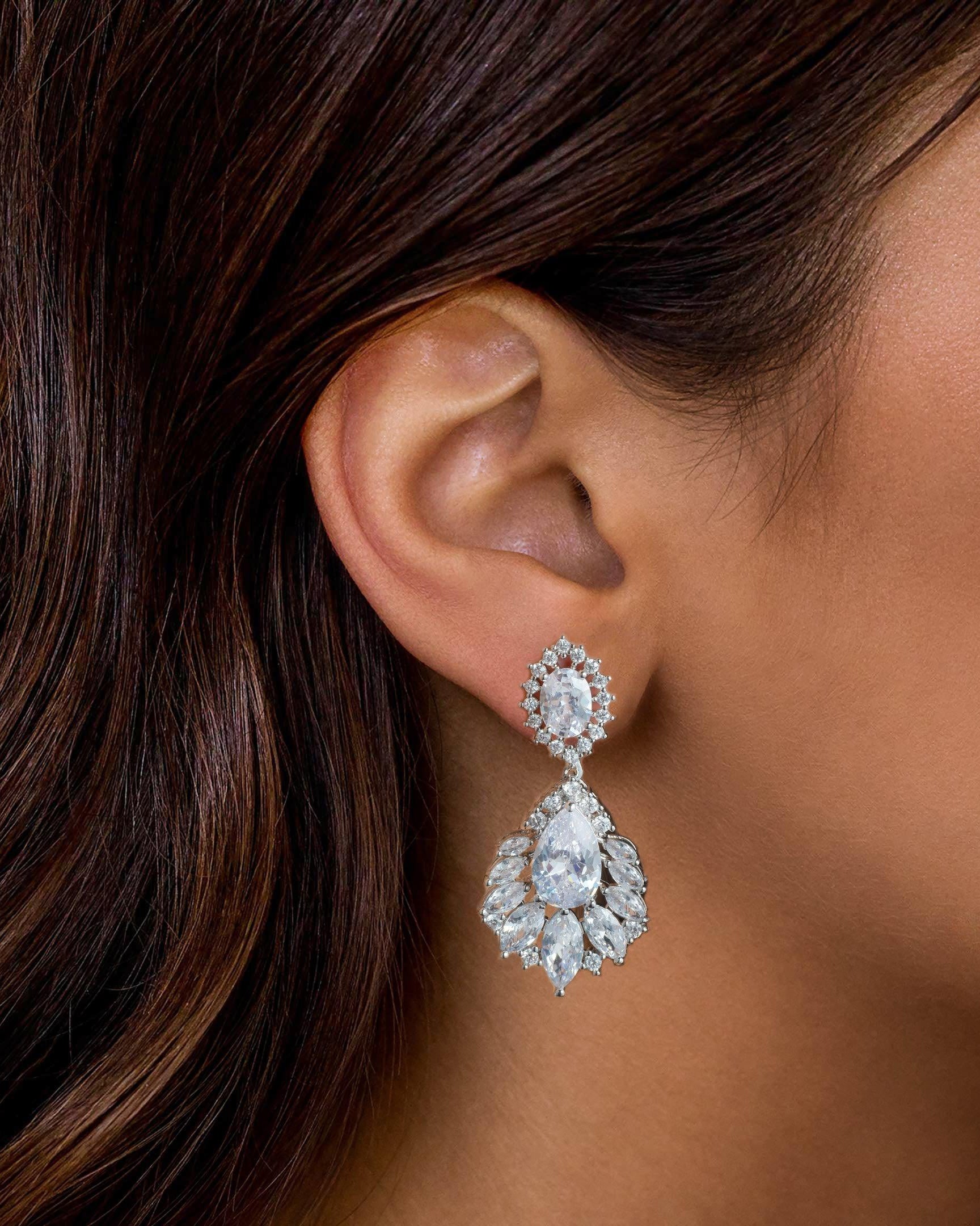 Felicegals Stimulated Diamond Pear Drop Earrings - Felicegals 丨Wedding ring 丨Fashion ring 丨Diamond ring 丨Gemstone ring-Earrings-Felicegals 丨Wedding ring 丨Fashion ring 丨Diamond ring 丨Gemstone ring